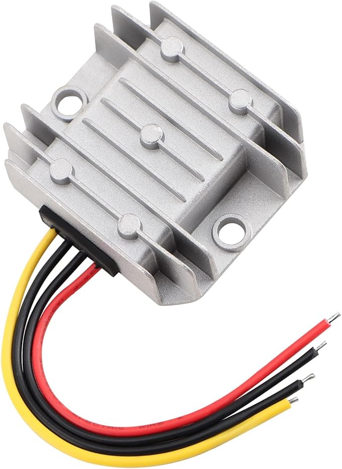 DROK Adjustable Voltage Regulator, IP68 Waterproof DC to DC Buck Converter 8-35V to 3-24V 5A, Aluminum Protective Case Step Down Converter 5V 12V Power Supply