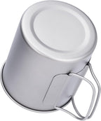 iBasingo 200ml Titanium Mug with Lid Tea Coffee Water Cup Outdoor Camping Pot Ultra-light Portable Hiking Backpacking Cooking Kit Picnic Tableware Drinkware with Foldable Handle Ti3033D