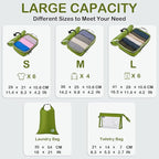 Cipway Compression Packing Cubes, Ultralight Luggage Organizer Bags with Laundry Bags and Clear Toiletries Bag, Travel Essentials for Carry on Suitcase (6 Piece,Green)