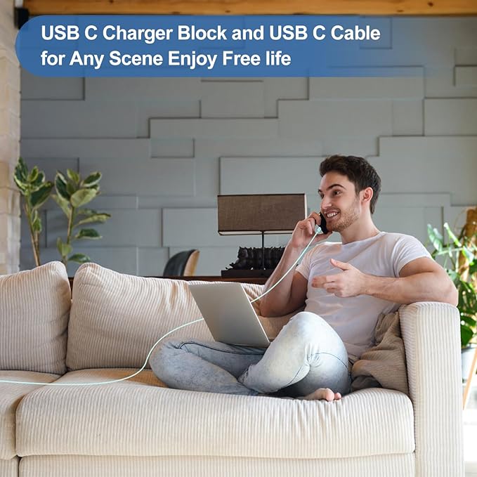 iPhone 17 16 15 Fast Charger Block and 10ft USB C to C Cable Cord Long for Apple iPhone 17 Pro Max/17 Air/16e/16 Plus/15/iPad/Samsung,Type C Wall Charging Power Adapter Plug Cube Brick-Light Green