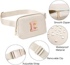 Gitus Belt Bag Fanny Pack Crossbody Bags with Initial Letter Patch Cute Stuff Birthday Gifts for Teenager Girls Trendy Preppy Stuff for Teen Girls(Beige-E)