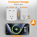 Multi Plug Outlet Extender with USB Cable(3.3FT USB A to C Cord, 3.3FT USB C to C Cord), 3-Sided Power Strip with Lip, Small Wall Tap Plug Splitter for Cruise Dorm Essentials Home Office, ETL Listed