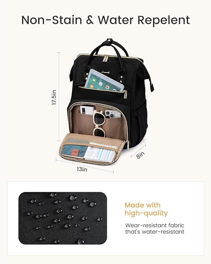 LOVEVOOK Laptop Backpack for Women with Giant Tumbler Holder Pocket,18 inch Waterproof Travel Backpack Purse Computer Laptop Bag,Professional Work College Nurse Teacher Backpack Daypack,Olive Green