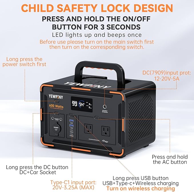 600W Portable Power Station 599.4Wh Solar Generator, PD100W Fast Charging, 162000mAh Battery with LCD Display for Camping, RV Trips & Home Emergencies (2000+ Cycles)