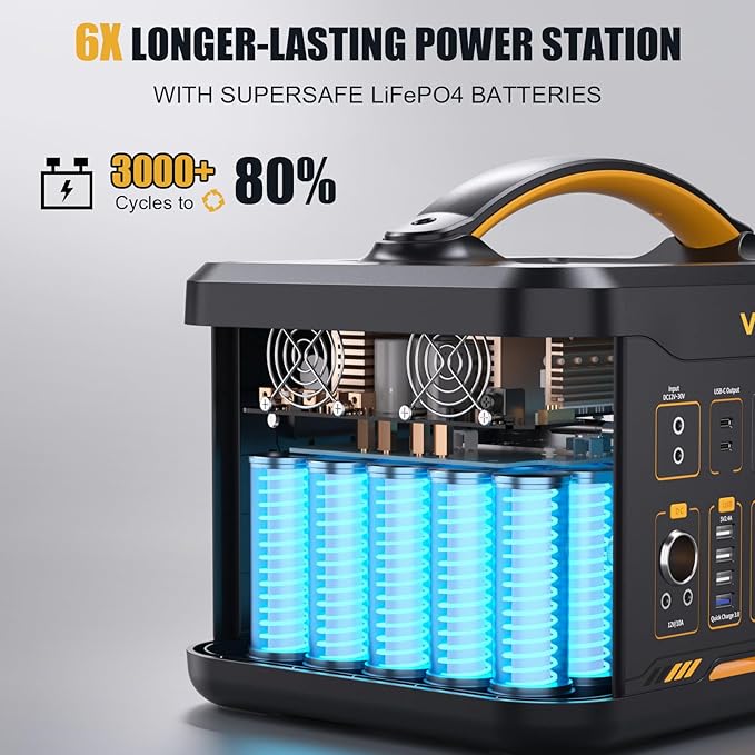 VTOMAN Jump 1800 Portable Power Station, 1548Wh LiFePO4 Solar Generator 1800W (Peak 3600W) Constant-Power Battery Power Station, Regulated 12V DC, 2 PD 100W Type-C for Home Backup & RV/Van Camping