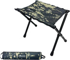 MOON LENCE Collapsible Camp Stool, Compact & Small Storage Size, Folding & Portable Outdoor Stool for Camping, Fishing, Travel, Gardening, Weight 1.3 Lbs with Carry Bag (Camouflage, L 14'')