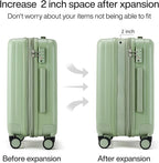 Hanke 20 Inch Expandable Carry on Luggage 22x14x9 Airline Approved Lightweight PC Hard Shell Suitcases with Wheels Travel Luggage Rolling Suitcase Travel Luggage Bag for Weekender(Bamboo Green)