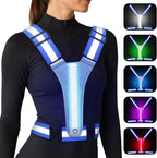 LED Reflective Vest Running Gear, 5 Colors Lights Up Running Vest for Night Walking Cycling Jogging, Adjustable Size for Men Women Kids, Rechargeable and High Visible