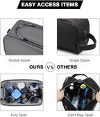 BAGSMART Toiletry Bag for Men, Travel Toiletry Organizer Dopp Kit Water-resistant Shaving Bag for Toiletries Accessories, Door Room Essentials,Grey-large