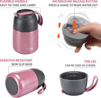 MAXSO Soup Thermo for Hot & Cold Food for Adults Kids, 17 oz Vacuum Insulated Steel Lunch Container Bento Box with Spoon, Leakproof Thermal Food Jar for School Office Travel - Pink