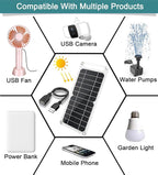 Mini 5V 6W USB Solar Panel, Portable 5 Volt 6 Watt High Efficiency Monocrystalline Solar Panel Charger with 55inch Cable for Cellphone Camera Fan Camping Lantern etc.