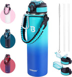 32oz Insulated Water Bottle with Straw Lid & Spout Lid & Paracord Handle, Stainless Steel Water Bottle Wide Mouth, Double Wall for Women Men Gym Fitness Outdoor