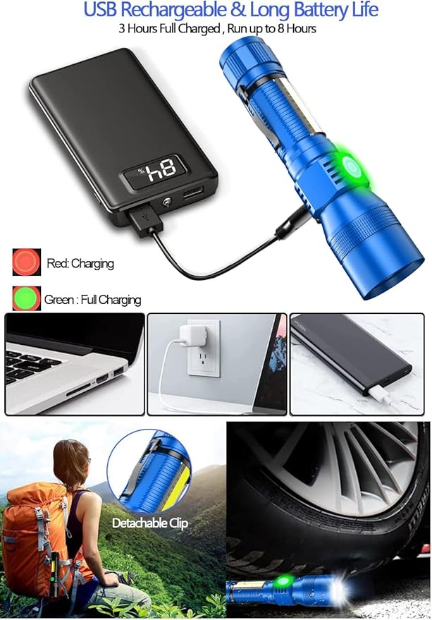 Black Light UV Flashlight Rechargeable, 3in1 Super Bright Tactical Flashlights LED UV Black Light &Redlight, 1500Lumen 7Modes, Zoomable, Waterproof Pocket Flashlight for Pet Stains Detection,Camping