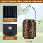 Hanging Solar Lanterns for Outside Sunflower and Butterfly Decorative Lights Warm Glow with Metal Finish Garden Lanterns Waterproof Gifts for Women Patio Décor