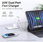 4 Pack USB C Charger Block,20W USB-C & USB-A Port Charger，for i Phone 17/16/15/14/13/12/11/X/8, i Pad and More