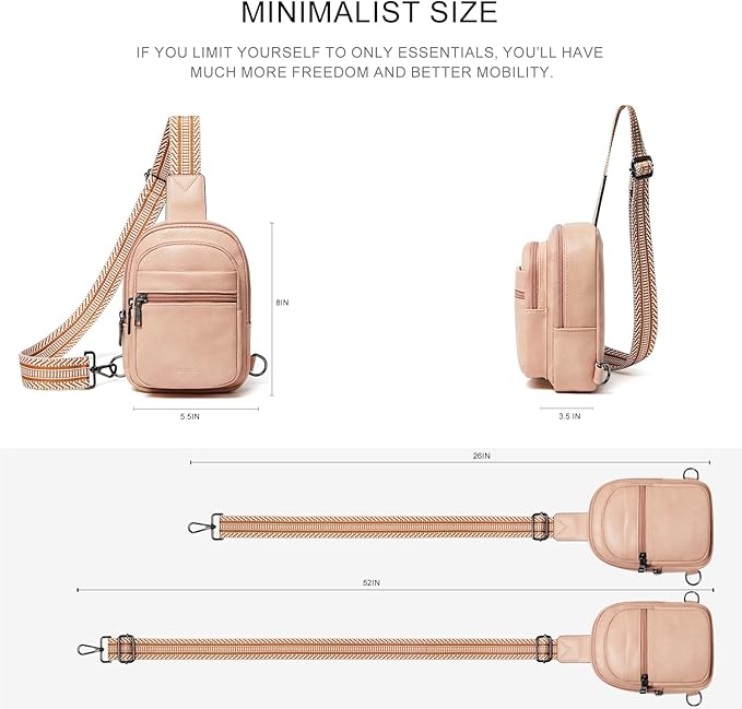 3L SMALL Sling Bag Fanny Packs For Women Men Mini Crossbody Chest Belt Travel Bag Purse Handbag Faux Leather Fashion Cute Light Grey