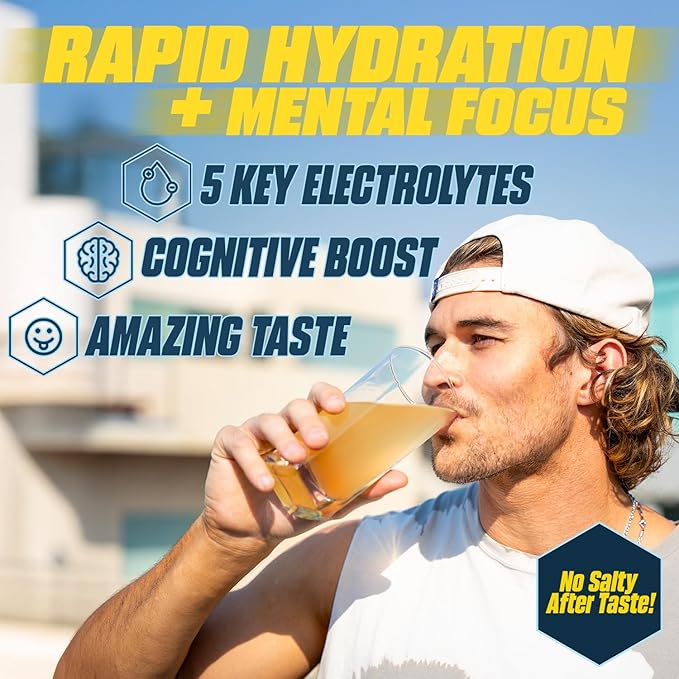 G Fuel Electrolytes Powder for Instant Hydration and Focus | Sugar Free, Peach Flavor, Electrolyte and Nootropic Drink Mix to Sharpen Mental Focus, 20 Servings