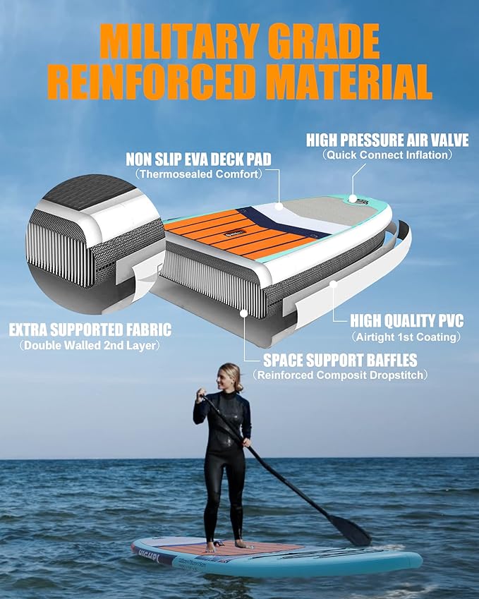 Highpi Inflatable Stand Up Paddle Board for Youth and Adults – Wide Sup with Premium Accessories, Blow Up Paddleboard for Surfing, Fishing, Yoga & More
