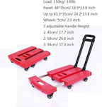 Heavy-Duty Folding Cart with 6 Wheels & Extendable Handle 330 lbs Capacity Perfect for Office Home Travel & Grocery Shopping - Portable Utility Trolley