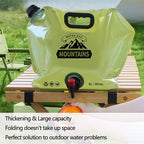 Collapsible Water Container with Spigot,2.1Gallon BPA Free Water Storage Carrier Jug for Folding Hiking,Canteen,Outdoor Sport,Riding,Mountaineer,Hurricane Emergency Water Bottle （2Pcs 1 Green&1 Khaki）