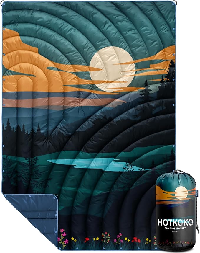 Camping Blanket,Lightweight Puffy Printed Camping Blanket Packable Outdoor Blanket for Camping,Traveling, Stadium, Hiking, Picnics