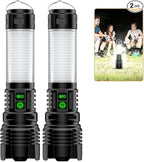 Hoxida Rechargeable Camping Lanterns Flashlight High Lumens- 2000 Meters Long Beam Super Bright LED Flashlight, Waterproof Camping Tent Lights 5 Modes, Zoomable Camp Flashlight Lantern 2pcs