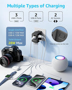 Universal Travel Adapter, International Travel Plug Adapter with 3 USB-C ＆ 2 USB-A Ports, with Extra 2 Prong AC Outlet All in One Portable Socket, for USA, UK, EU, AU ＆ 224+ Countries (Black)