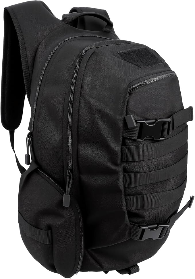 35L Tactical Backpack for Men, MOLLE Military Bug Out Bag, Waterproof Rucksack for Hiking with Hydration Port Black