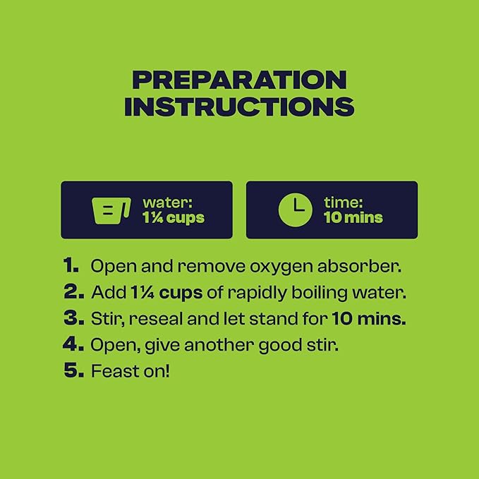 BIGHORN Mountain Food Vegetarian Creamy Mushroom Pasta - premium freeze dried meals for backpacking food - vegetarian backpacking meals - ideal camping meal just add water - great taste - 2 servings