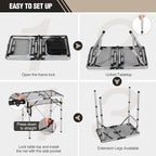 REDCAMP Small Folding Grill Table for Outside, 2Ft Lightweight 4 Height Adjustable Portable Metal Table with Mesh Desktop, Outdoor Table for Camping Picnic Beach and BBQ, Silver