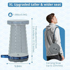 Retractable Folding Stool - Heavy Duty 400 lb Collapsible Portable Stool for Camping, Hiking, Fishing, Indoor/Outdoor with Non-Slip Base and Lightweight Design (Grey, 1-Pack)