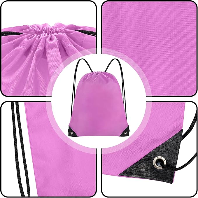 Grneric Drawstring Backpack Bulk 70Pcs String Backpack Drawstring Bags Cinch Bag Sackpack for Men Women Gym(Pink)