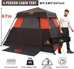 3/4 Person/6 Person Camping Tent Fast Cabin Tent with Instant Setup Tent, Weatherproof Tent Easy Quick Set Up & Pop Up in 60 Seconds with Rainfly Backpack for Family Camping,Upgraded Ventilation