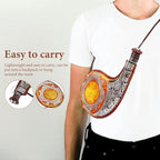 Amosfun Retro Wine Bota Vintage Leather Canteen Hip Flask Pouch Container Mongolia Water Bag with Strap for Travel, Camping, Hiking, 12.20 X 8.07 X 0.98 Inches