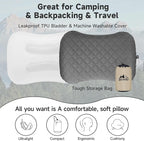 OUTSKIRT Inflatable Camping Pillow, 2-in-1 Travel Pillows for Sleeping, Ergonomic & Lightweight Small Backpacking Pillow for Travel, Hiking, Camping & Outdoor Activities, Grey