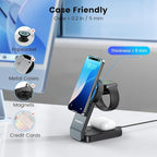 3-in-1 Wireless Charging Station for Apple Devices, 15W Wireless Charger for iPhone 17/16/15/14/13/12, Apple Watch, AirPods, Magnetic Foldable Fast Charger Apple Charging Station (Black)