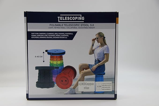 ALEVMOOM Portable Telescoping Collapsible Stool with Cushion & Bag, Retractable Folding Stool for Adults, Lightweight But Sturdy Capacity 440 lbs for Camping Fishing Hiking BBQ