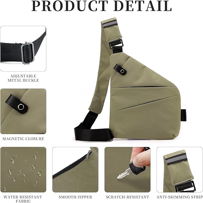 Anti Theft Crossbody Travel Bag for Women Men,Multi-pocket Crossbody Bag,Slim Sling Bag with Adjustable Strap