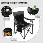 Northroad Foldable Camping Chair Heavy-Duty Outdoor Folding Chair Support Up to 300lbs for Hiking, Picnics, Patio, Beach, Fishing (Black)