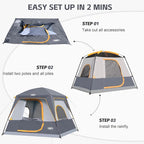 UNP 2/4/6/8 Person Tent, Portable Cabin Tent, Camping Tent 4-Person Easy Set Up, Waterproof with Top Rainfly for Outdoor Camping/Hiking