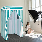 EAGLE PEAK Flex Compact 4x4 Pop-up Canopy Changing Room, Portable Privacy Dressing Room for Indoor Fashion Photoshoots, Camping, or Pool, White/Light Blue