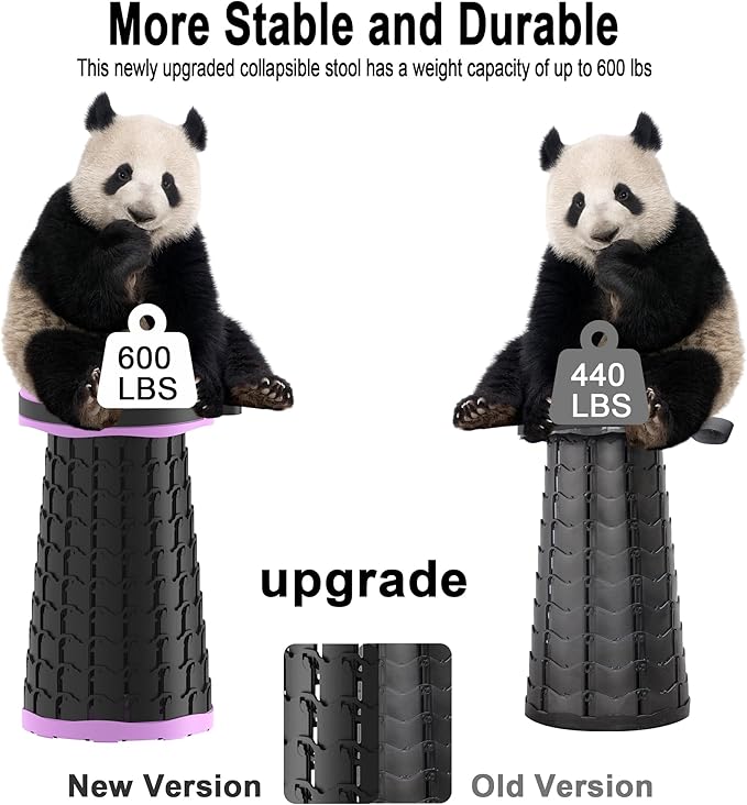 2025 Upgraded Portable Folding Stool, Collapsible Stools, 600lbs Max Weight, Lightweight But Sturdy, Telescoping Foldable Camping Stool for Outdoor Fishing Hiking Travel BBQ