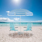 VINGLI Patio Lawn Webbed Folding Chairs Set of 2, Outdoor Beach Chair Portable Dining Chair for Outdoor Yard, Garden (White & Blue, Classic)