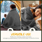 Merino Wool Blend Camping Blanket Ultra Warm, Moisture Wicking, Portable Outdoor Blanket for Camping, RV Trips, Adventures, Picnic, Bushcraft Survival Kits, Large 86"x62"