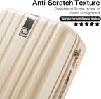 Hanke Luggage Sets 3 piece Carry On Luggage with Wheels PC Hard Shell Suitcases Lightweight Checked Travel Luggage Large Travel Suitcase Woman Men 20/24/29 Inch(Cuba Sand)