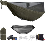 onewind 11ft Camping Hammock with Bugnet, Portable Double Hammock with Mosquito Net, Backpacking Hammock with Net Adjustable Ridgeline Tree Straps for Outdoor Hiking Backpacking, OD Green