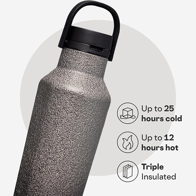 Corkcicle Sport Canteen - Keeps Drinks Cold 25 Hours - Stainless Steel Water Bottle - Triple-Insulated - Spill-Proof - Summer Drinkware Gift - Keeps Drinks Ice Cold - 20 oz - Steel Shadow