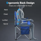 Oversized Camping Chairs for Adults, Folding Chairs for Outside Heavy Duty - 400lbs Support with Cup Holder, Cooler Bag and Side Pocket, Portable for Lawn, Outdoor Sports