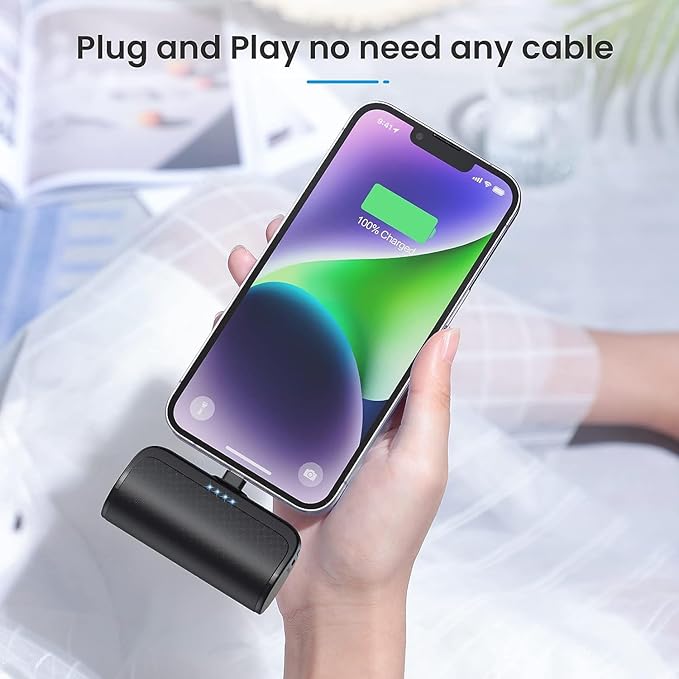 [2 Pack]Mini Portable Charger for iPhone 5200mAh,20W PD Fast Charging Power Bank,Ultra-Compact Battery Pack Travel Portable Charger Compatible with iPhone 14 13 12 11 X 8 7 6 Series (Black+Navy)