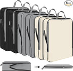 Hosuly 6 Pcs 17.3 x 12.6'' Compression Packing Cube Bag Extra Large Travel Expandable Space Saving Organizers XL for Luggage Storage(Black, Gray, Beige)